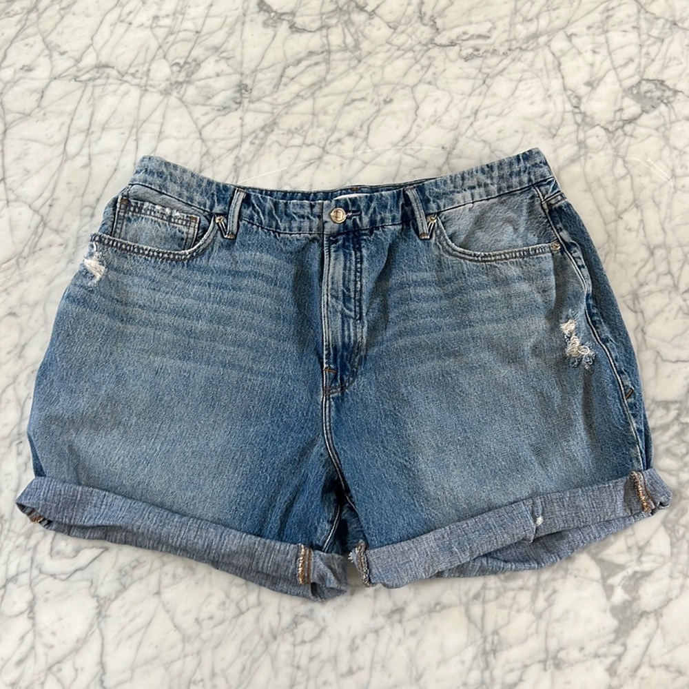 Good American High Rise Jean Denim Shorts Size 16